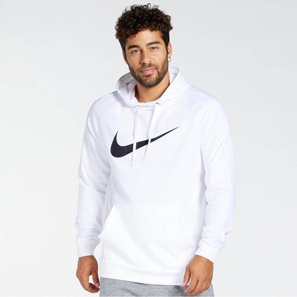 Nike White Pullover Hoodie with Black Swoosh